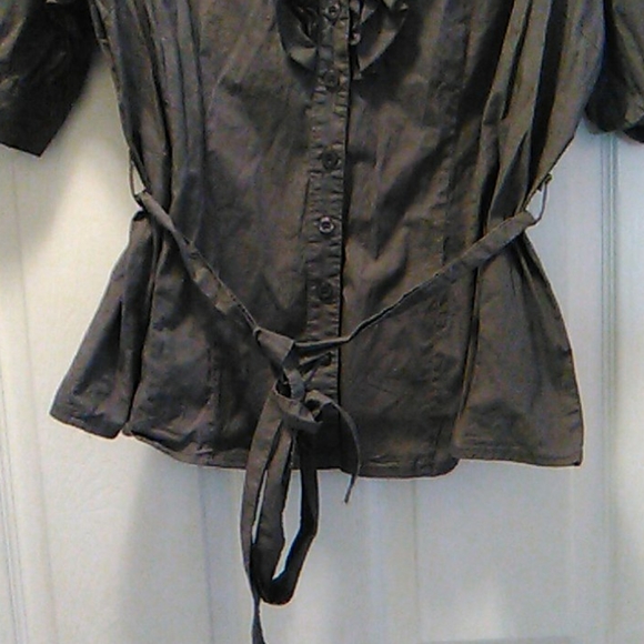 Ruffled 3x grey button down shirt - Picture 4 of 7